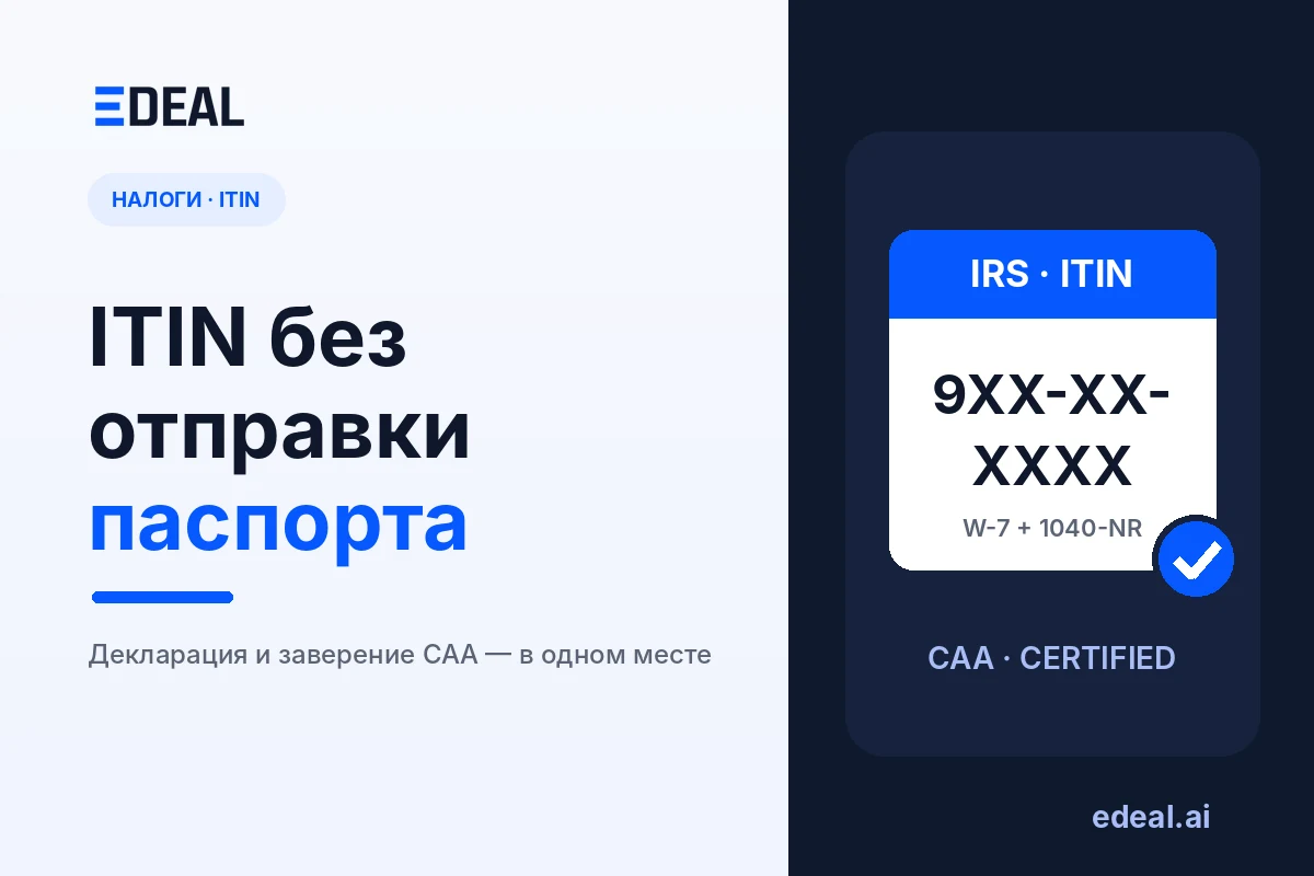 ITIN для нерезидента — личный налоговый номер владельца бизнеса в США, иллюстрация Edeal