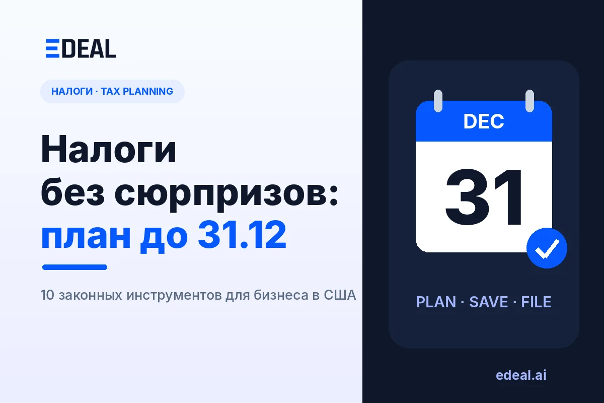 Налоговое планирование для бизнеса в США — план до 31 декабря, иллюстрация Edeal