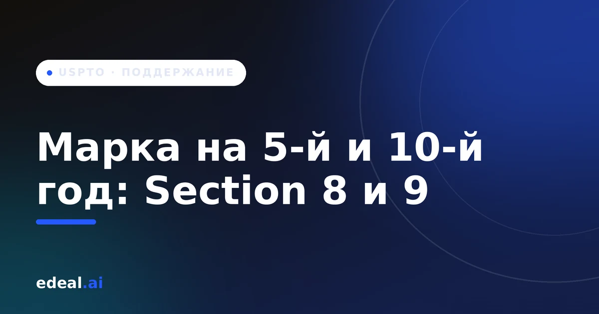 Календарь с отмеченными контрольными точками поддержания торговой марки — 5-й и 10-й год, Section 8 и Section 9